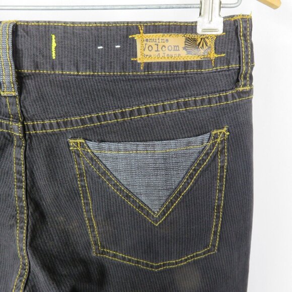 Volcom Skinny Jeans Black Brown Pinstripe Size 9 Straight Leg Logo - Picture 7 of 14